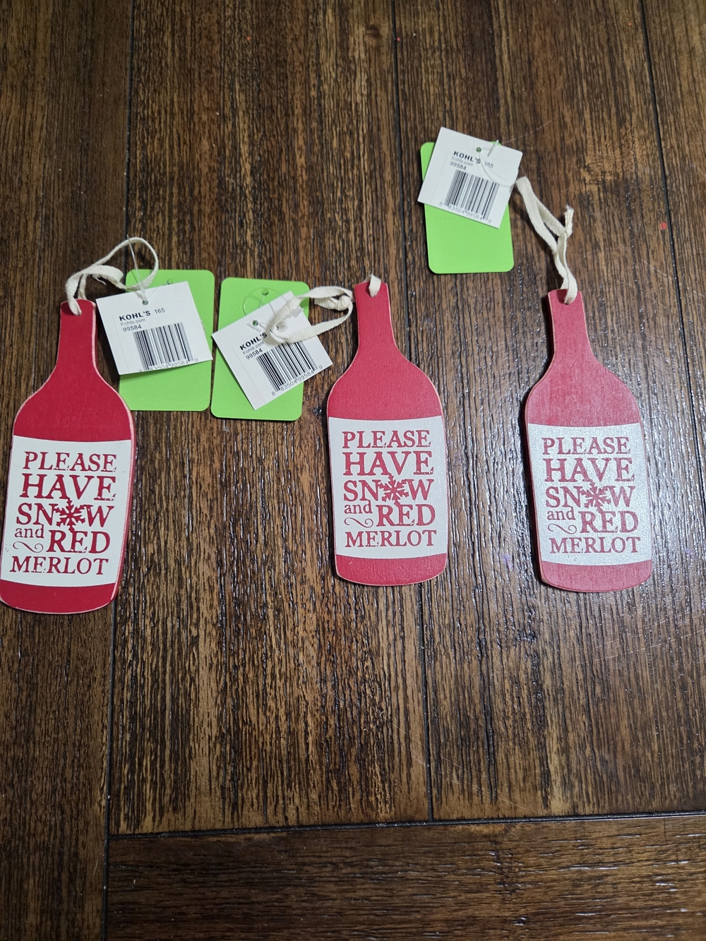 Kohl's Red Wine Bottle Reversible Ornaments